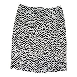 LOFT Black and White Geometric Pencil Skirt